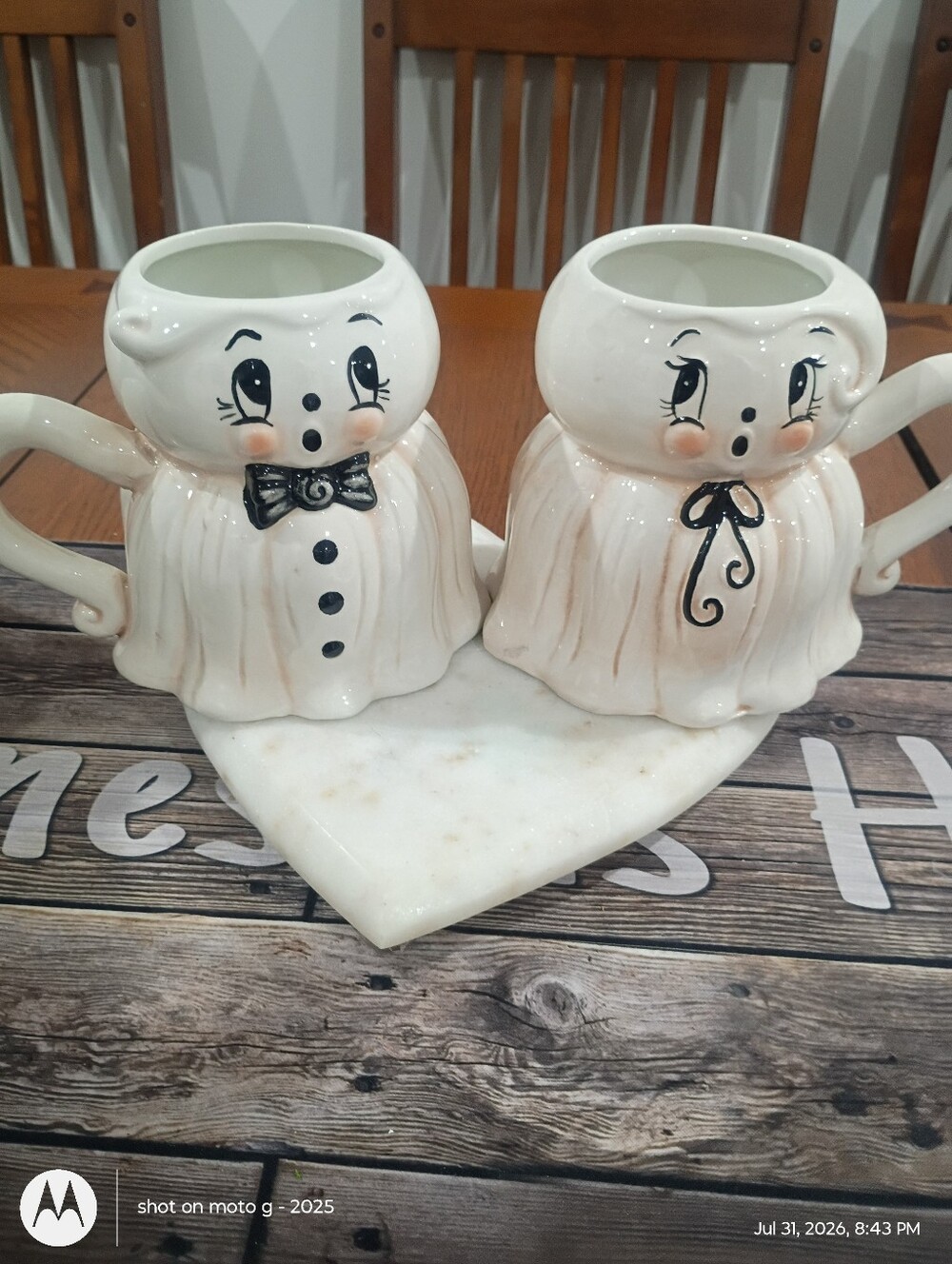 New Johanna Parker Halloween Mr & Mrs Kooky Spooky Figural Ghost Mug Set